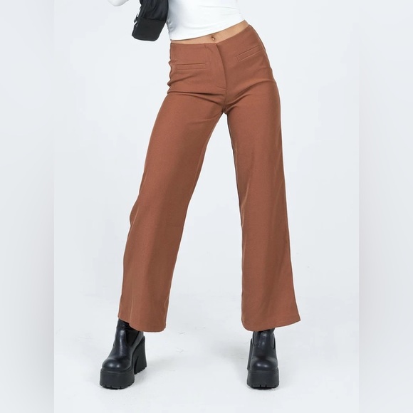 Princess Polly NWOT Mansfield Brown Wide Leg Pants - Picture 1 of 8